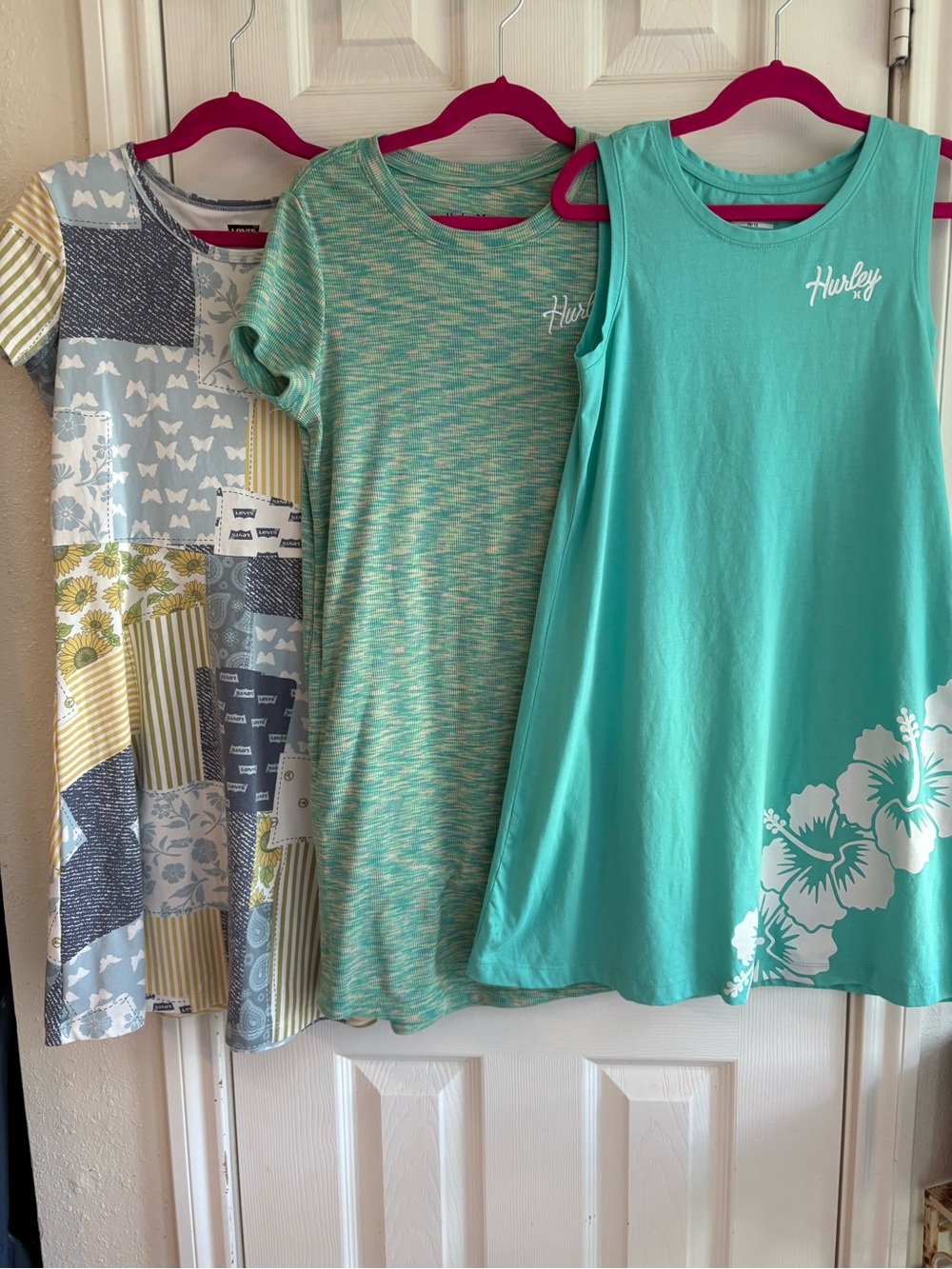 3 girls dresses 10/12. 2 Hurley, 1Levis.